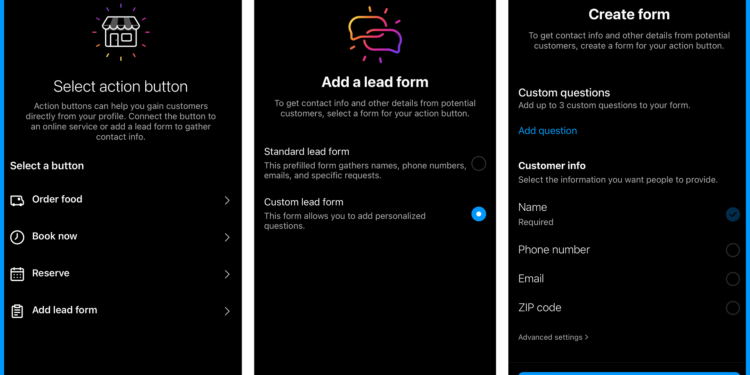 Instagram Leads Form Button